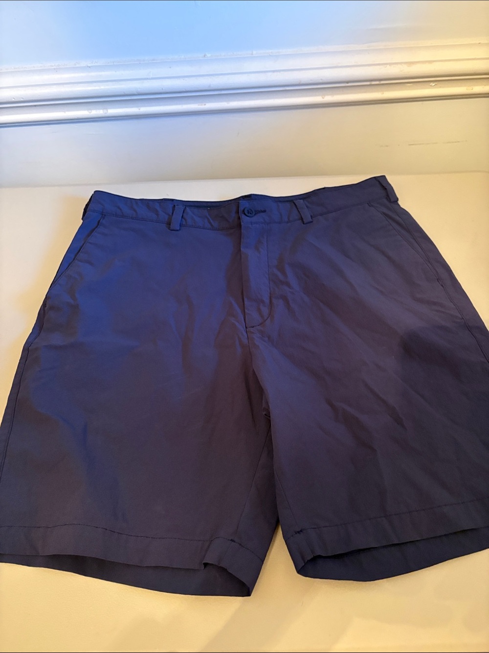 Men's Flat Front Navy Shorts with Clean Finish